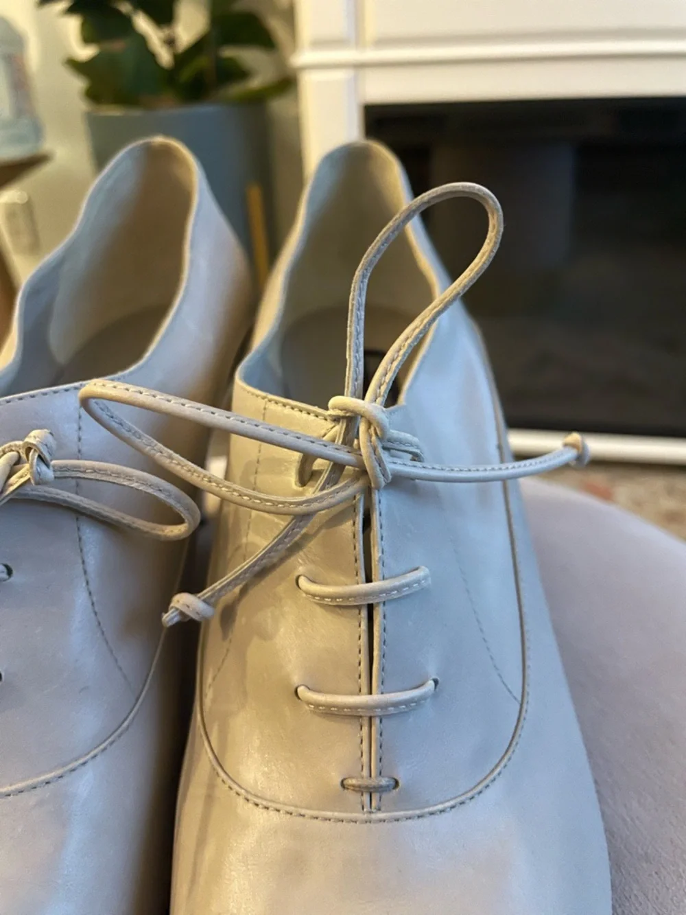 Jil Sander Neutral Beige (Sand) Leather Oxford Wedge Lace-Up Pumps - Picture 7 of 12